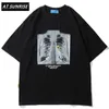 Uomini Hip Hop T Shirt Butterfly Picture T-shirt retrò Streetwear Harajuku High Street Tshirt Oversized Summer Black Whitetops 210726