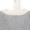 여성용 니트 티셔츠 여성 스웨터 2022 가을 회색 슬림 한 가슴 가을 주머니 포켓 긴팔 니트 자켓