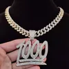 Uomini Hip Hop 1000 Numero collana con ciondolo con 13mm Miami Catena cubana Iced Out Bling Hiphop collane gioielli moda maschile 210323