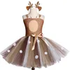 Kahverengi Geyik Kızlar Tutu Elbise Cadılar Bayramı Noel Kostüm Çocuklar ES Doğum Günü Partisi Çocuk Giyim için 210521