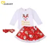 0-24M Natale nato Toddler Infant Baby Girl Clothes Set Cartoon Deer Pagliaccetto Red Tutu Gonne Abiti di Natale 210515