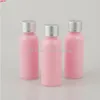 50 Pcs/Lot 50 ml bouteille d'huile essentielle en plastique rose avec bouchon à vis en aluminium argent mat. Toner Cosmétique Containergoods