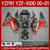 Carrosserie de moto pour YAMAHA YZF-1000 YZF R 1 1000 CC YZF-R1 00-03 Carrosserie 83No.36 YZF R1 1000CC YZFR1 00 01 02 Rouge noir 03 YZF1000 2000 2001 2002 2003 Kit de carénages OEM