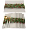 Christmas Tree Pine Needles Candy Bow Table Runners Wedding Decoration Table Cover Christmas Decorations for Home Table Cloth 211122