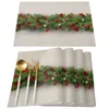 Kerstboom Pine Naalden Snoep Boog Tafel Lopers Bruiloft Decoratie Tafel Cover Kerstversiering voor Thuis Tafel Doek 211122