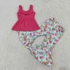 Set di vestiti per bambini tunica con fiocco alla moda pantaloni con fondo a campana stampa mucca neonate estate boutique abiti per bambini abbigliamento per bambini G0119