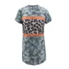 Casual Straight Mini Dress Kvinnor Leopard Camouflage Print Patchwork O Neck Kortärmad Lös Tshirt Klänning Lady Summer Long Toppar 210507