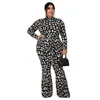 Neck Long Sleeve Flower Print Skinny Jumpsuits Sexy Tight Club Party Lady Fashion Sheath Bodysuits Women's & Rompers