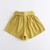 Bear Leader Fashion Summer Casual Pants 2st för baby Girl Bowknot Sashes Princess Shorts Barn Aktiva Kläder 3-7 år 210708