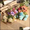 Flores decorativas Guirnaldas Suministros para fiestas festivas Hogar Jardín Claveles falsos artificiales Ramo de boda floral Hortensia nupcial Dic