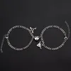 Link, ketting mannen en vrouwen matching armband 2 metalen magneet hart-vormige engel paar pols sieraden cadeau gay boy / vriendin