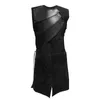 Mens Punk Rock Bandage Long Steampunk Vest Brand Patchwork Front Split Medeltida Waistcoat Men Cosplay Gothic Kostym 210522