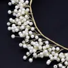 Wesele Akcesoria do włosów Kobiety Kryształowe Pearl Headpieces Bridal Satynowy Wstążka Biżuteria Dla Brides Tiaras Korony Opaski X0625