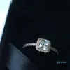 REAL 925 Sterling Silver Cz Diamond Ring med logotyp Original Box Fit Style 18K Gold Wedding Ring Engagement Smycken för Women6164093