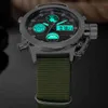 Mode Marke Männer Sport Uhren mit Nylonband Digital Analog Uhr Armee Militärische Wasserdichte Männliche LED Relogio Masculino Geschenk 210329