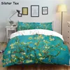 Silstar Tex Housse de Couette 220x240 Floal Green Linge de Lit 2 sp Van Gogh Peinture Housse de Couette Super Microfibre Twin Size Literie French 210319