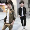 Casual Boys Clothing Set Spring Autumn Kids Clothes Navy Long Sleeve Pullover Solid Sports Suit for Children Boys Tops & Pants X0802