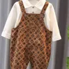 Jarretel 80 120 cm Kinderbroekenset Bibbroek en polo T-shirt Tweedelige kledingset Trendy baby-peuters