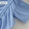 Zevity 여성 슬래시 목 Pleated 활 묶여 슬림 짧은 블라우스 셔츠 여성 짧은 소매 스트랩 Blusas 세련된 여름 Femininas Tops T688 210603