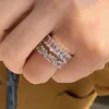 Lyx 925 Sterling Silver Gemstone Wedding Engagement Party Simulerad Diamant Ringar För Kvinnor Män Smycken Band Ring