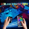Luz de tira ambiente de pé de carro com USB Isqueiro Retroiluminação Music Control App RGB Auto Interior Decorative Atmosphere Lights