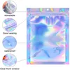 Resealable Smell Proof Bags Aluminum Foil Zipper Pouch Bag Holographic Packaging for Food Snack Jewelry Storage