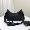 Schwarze Nylon-Umhängetasche für Damen, Hobo-Designer-Handtasche, mit Mini-Tasche, Luxusmarke, weibliche Umhängetasche RR8852245L