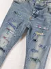 FALECTION UOMO 21SS AMIMIKE JEANS EFFETTO ART WORK PATCH DENIM STRAPPATO jeans252y