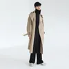 IEFB / Мужская одежда для одежды из двух частей пальто средней длины корейский модный красавчик Overnee Windreaker весной свободный длинный слой 9Y4089 210524