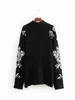 Vintage Sequin Black Turtleneck Sweater Kvinnor Stickad Pullove Casual Tjock Koreansk Vinter 210521