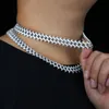 Hip Hop Micro Pave 5A Cubic Zirconia CZ -nitar Spiked kubansk länkkedja Iced Out Bling Rock Cool Boy Mens Halsband Chokers