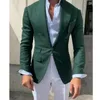 メンズスーツBlazers 2021最新スタイルの仕立て屋製作所のボタン緑のコートスリムフィット新郎のタキシードのためのウェディングドレスレジャーパーティーコスト