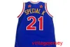 7 TOO TALL 21 "Special K" Kevin Daley 41 Sweet Lou Dunbar HARLEM GLOBETROTTERS BASKET JERSEY Ricamo blu cucito Personalizzato qualsiasi numero e nome maglie