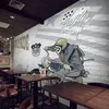 Custom Any Size Mural Wallpaper 3D Retro Motorcycle Graffiti Brick Wall Fresco Restaurant Cafe KTV Background Wall Painting 3 D