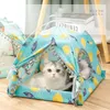 cat tent bed Pet products the general teepee closed cozy hammock with floors house pet small dog accessories 211006