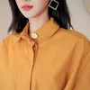 Yellow Long Sleeve Korean Shirts Blouses Loose Solid Color Button Up White Casual Tops For Women Clothing 210427