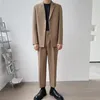 Mäns kostymer herrblazers män streetwear koreanska mode lösa avslappnade uppsättningar blazer jacka ankel längd byxa manlig vintage kostym kappa