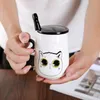 뚜껑과 숟가락 크리 에이 티브 우유 커피 차 컵 도자기 머그잔 크리스마스 데이 선물을 가진 500ml 만화 3D 고양이 세라믹 머그잔