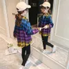 Grandes garotas blusa xadrez padrão s retalhos info para menina primavera roupas outono 210527