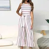 Casual Gestreepte Jumpsuit Romper Zomer Lange S Mouwloze Jumpsuits Overalls Beach Boho Playsuit 210427