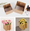Envoltório de presente 100 pcs flores frutíferas Bonsai embalagem papel saco com punho quadrado bottom kraft preto / marrom 4 grande tamanho
