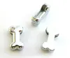 Whole 100pcslot 10MM one rhinestone dog bone diy alloy slide charm fit for10mm pet collar leather bracelet8270797