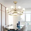 Deckenventilatoren LED-Kristall unsichtbarer Ventilator Licht Luxus Nordic Crown Kronleuchter Wohnzimmer Schlafzimmer Esszimmer mit