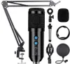 F1 Pro Professionell Studio Kondensor USB-dator Mikrofon Kit med justerbar saxarm Stativ Shock Mount för YouTube