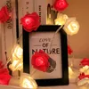 Brillant Rose Fleur Décoratif Guirlande Batterie Cuivre LED Fée Guirlande Lumineuse Pour Noël Décoration De Mariage Événement De Fête 10 PCS