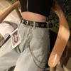 Cadena de cinturón para pantalones no perforados para mujer, versátil, decorativa, estilo Punk, con agujeros completos, moda coreana