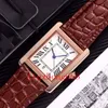 Erkek Kadınlar Elmas Çerçeve İzler Yeni Tank Serisi Top Moda Gündelik 32mm 27mm 24mm Gerçek Deri Kuvars Montres de Ultra İnce Lady Holwatches