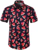 Camisa de Praia havaiana Cópia de frutas florais Tops Casual manga curta de verão Férias de férias moda plus tamanho