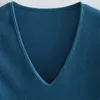 Sexy Woman Blue Slim V Neck Knitted Bodysuits Sping Fashion Ladies Soft Holiday Knitwear Female Casual Streetwear Tops 210515