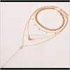 Chokers Necklaces & Pendants Jewelry Drop Delivery 2021 Multi Necklace Two Layer Choker Water-Drop Imitation Diamond Pendant Metal Chain Gold